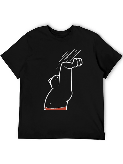Humorous Cartoon Character Graphic Tee - Black