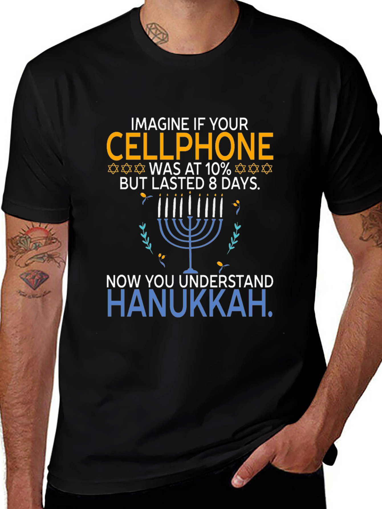 Hanukkah Cellphone T-Shirt Funny Jewish Holiday Tee