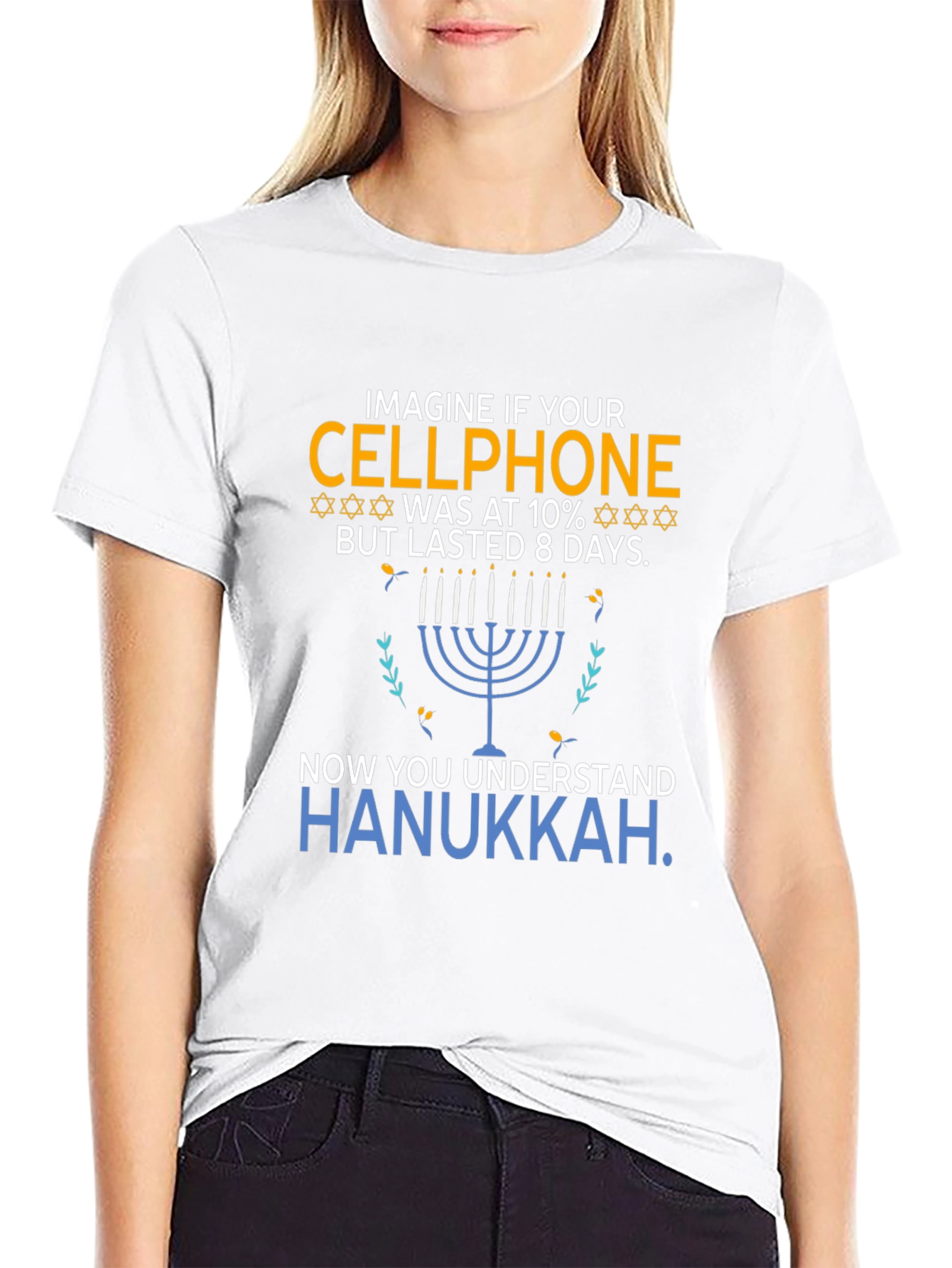 Hanukkah Cellphone T-Shirt Funny Jewish Holiday Tee