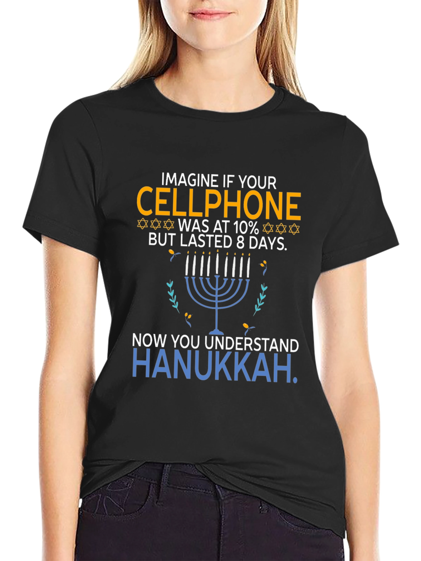 Hanukkah Cellphone T-Shirt Funny Jewish Holiday Tee