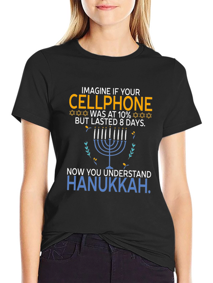 Hanukkah Cellphone T-Shirt Funny Jewish Holiday Tee