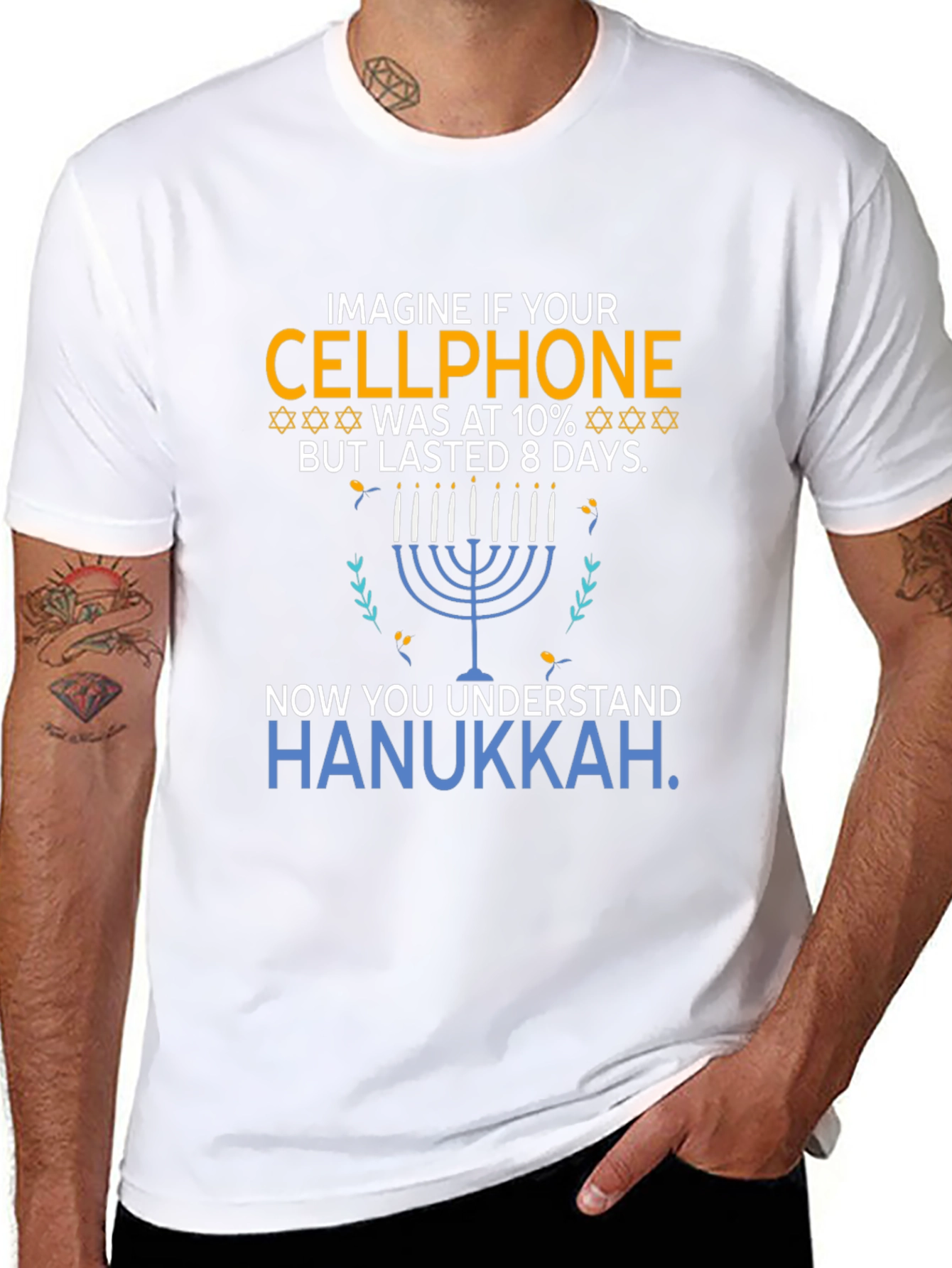Hanukkah Cellphone T-Shirt Funny Jewish Holiday Tee