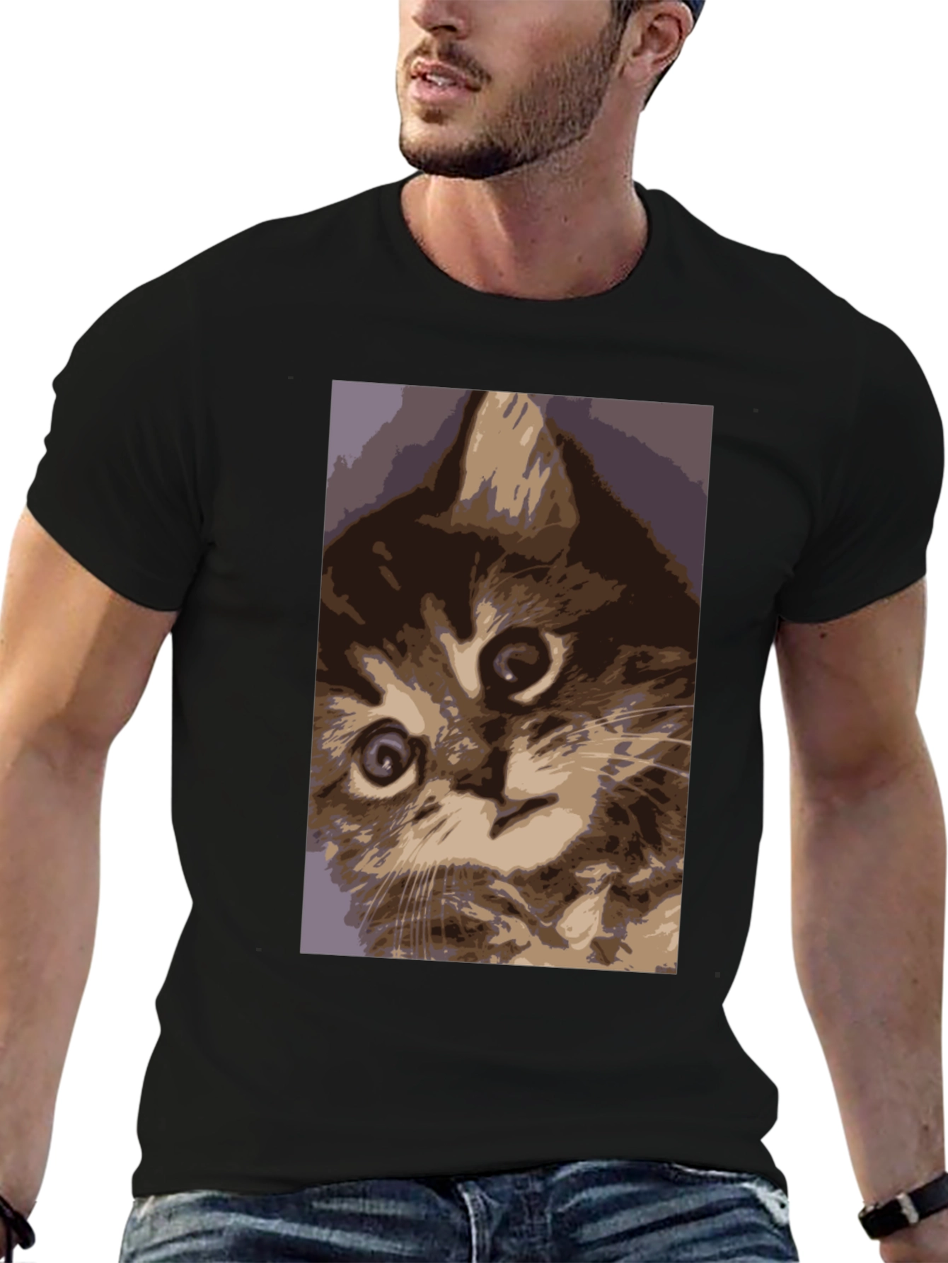 Curious Kitten Graphic Tee - Soft Cotton Comfort