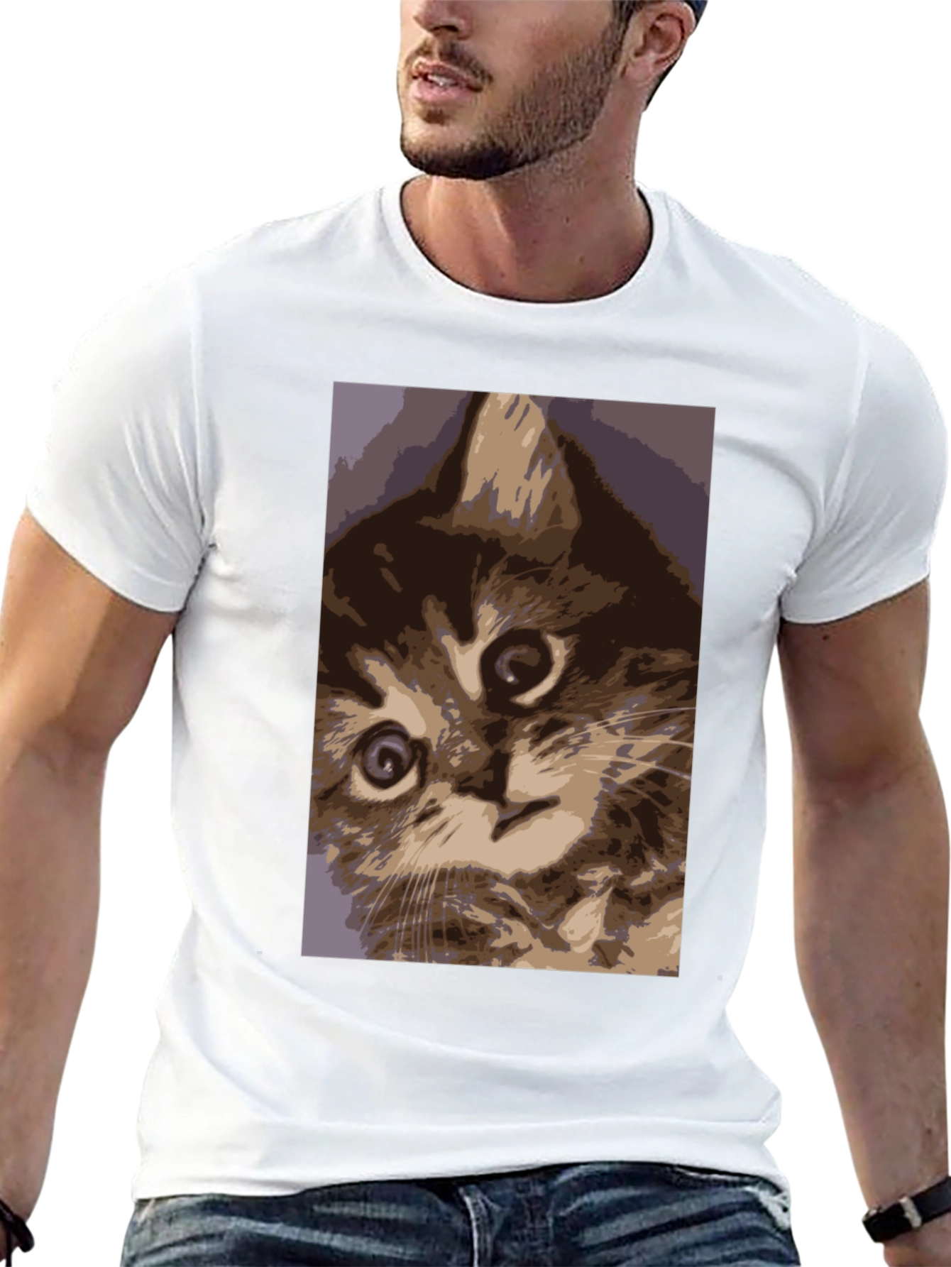 Curious Kitten Graphic Tee - Soft Cotton Comfort