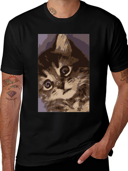 Curious Kitten Graphic Tee - Soft Cotton Comfort