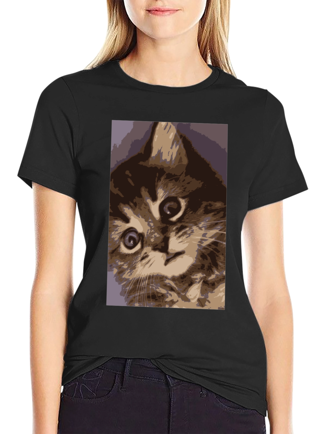 Curious Kitten Graphic Tee - Soft Cotton Comfort