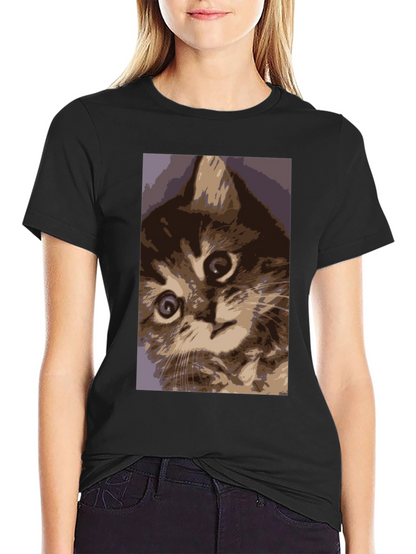 Curious Kitten Graphic Tee - Soft Cotton Comfort