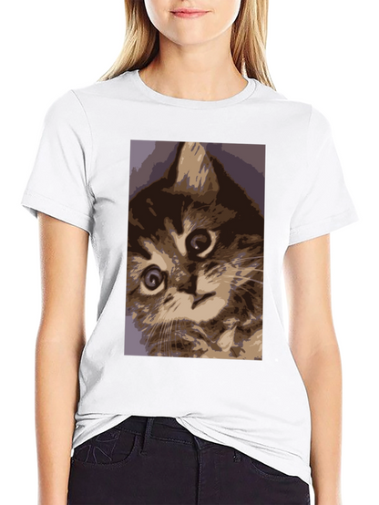 Curious Kitten Graphic Tee - Soft Cotton Comfort