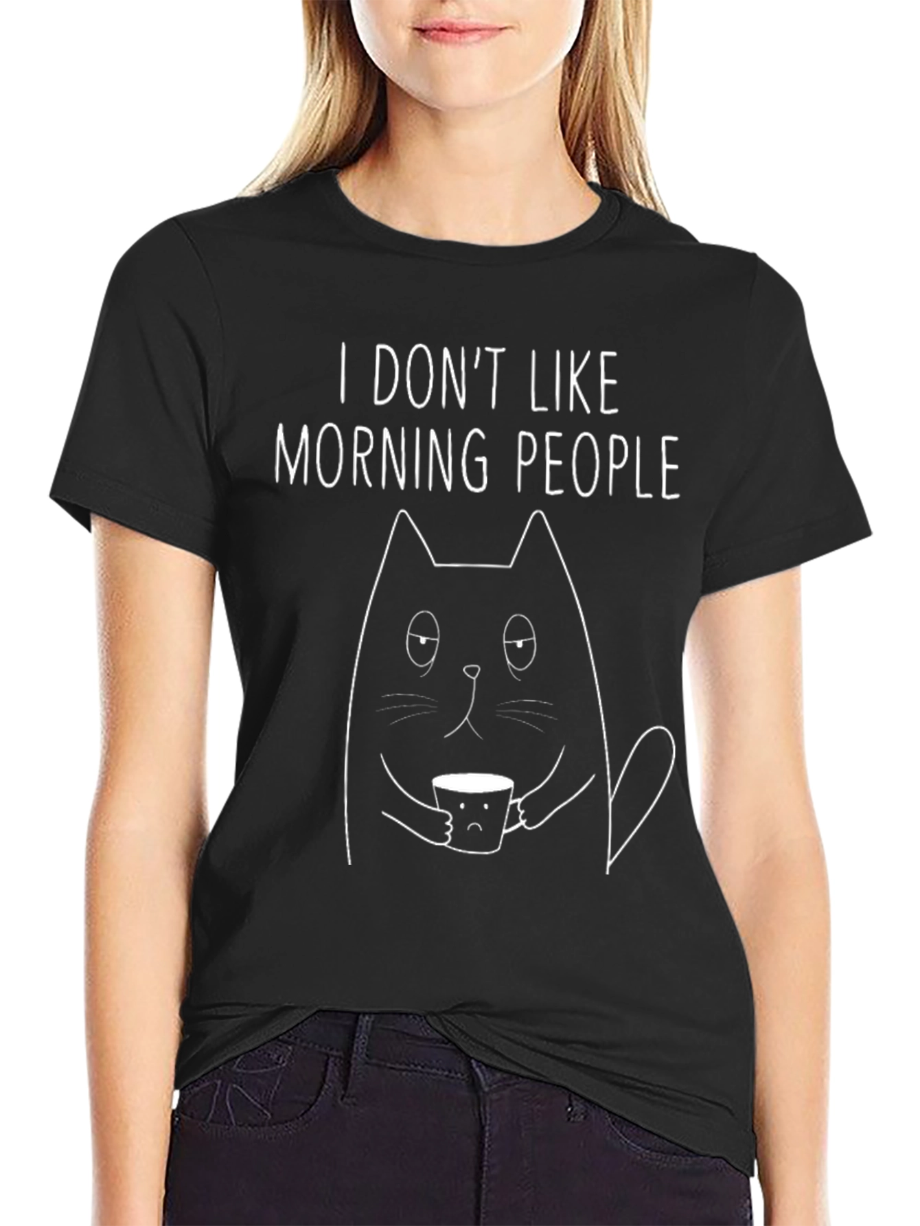 I Dont Like Morning People Cat T-Shirt
