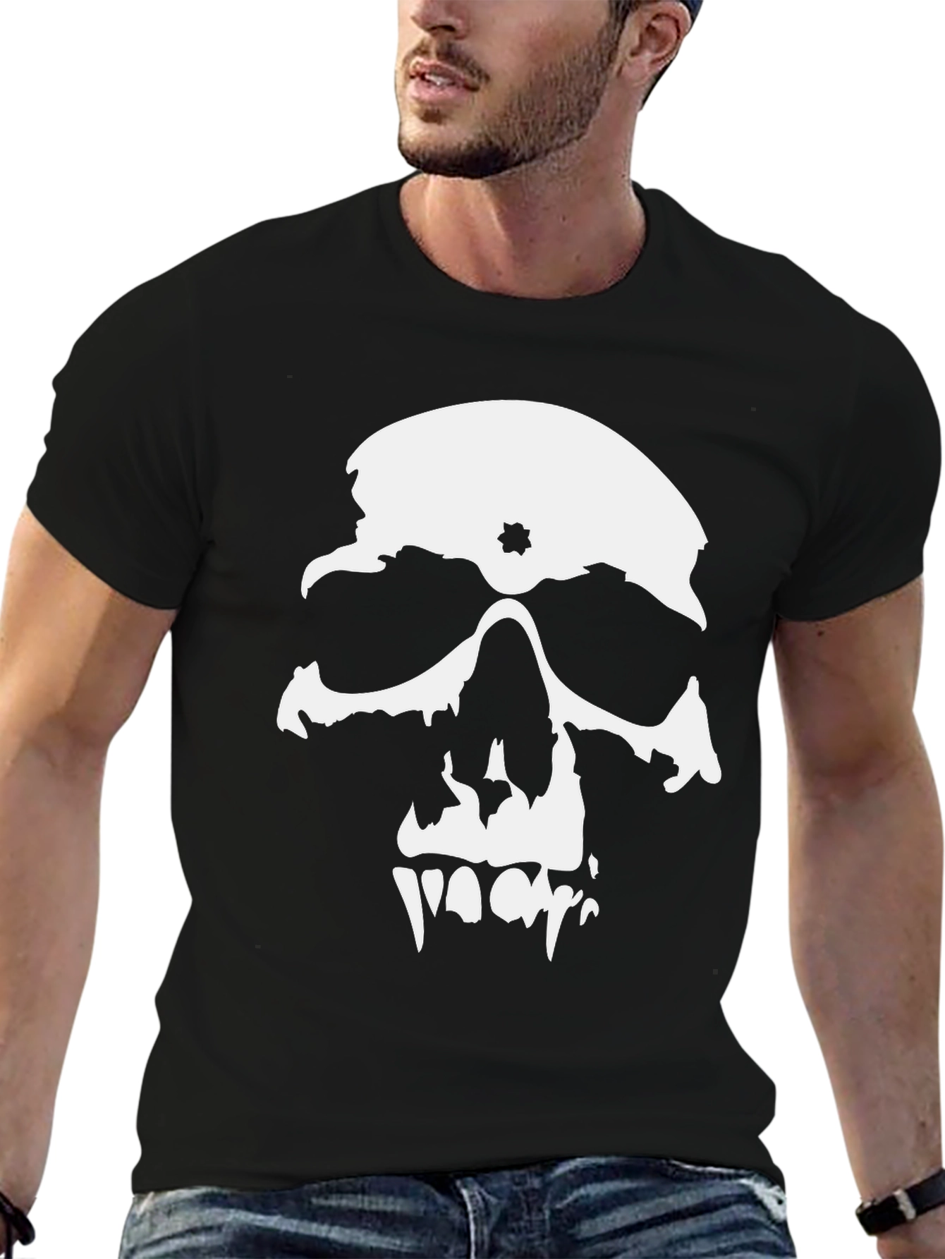 Skull Graphic Print Crew Neck T-Shirt