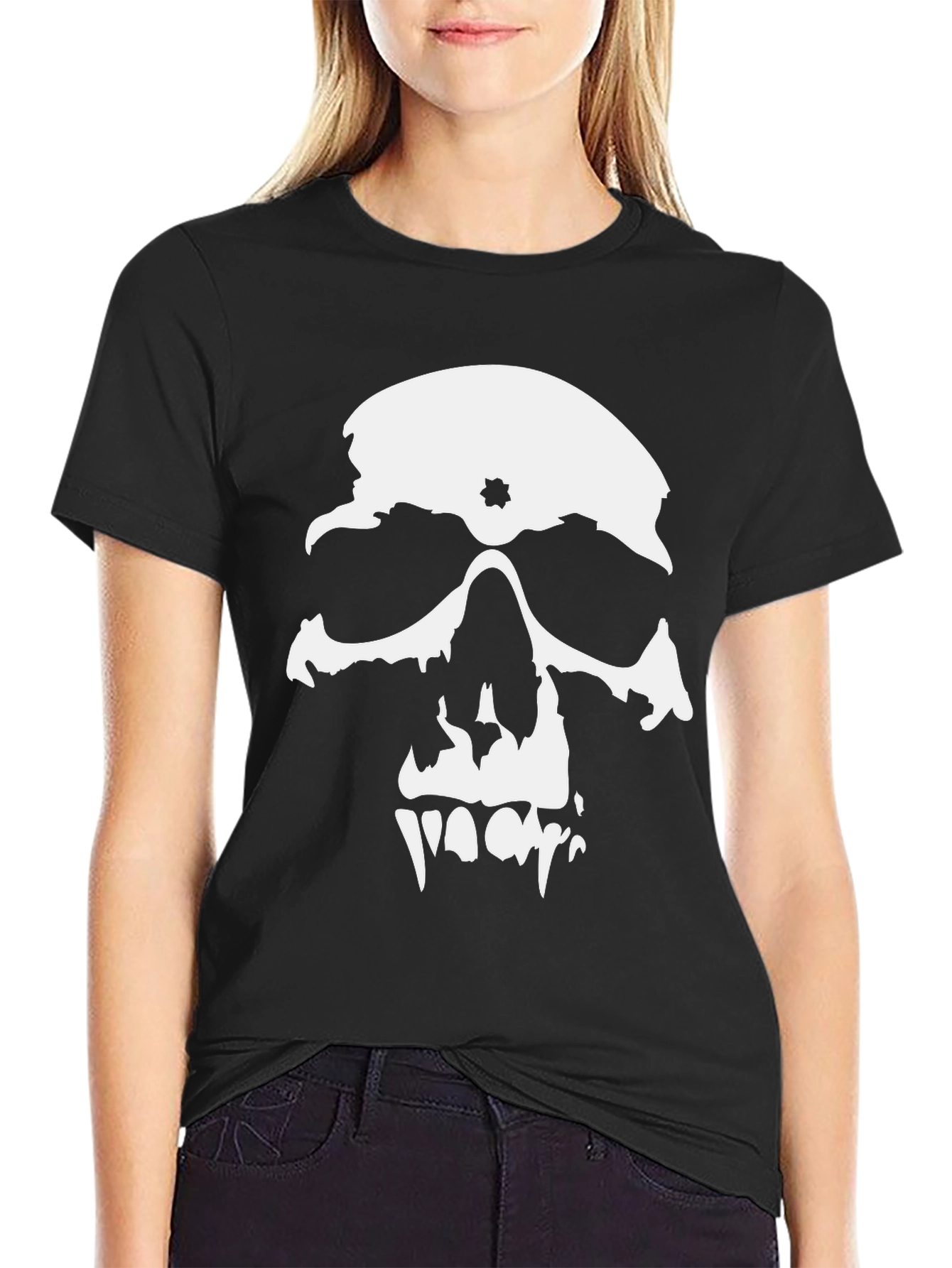 Skull Graphic Print Crew Neck T-Shirt