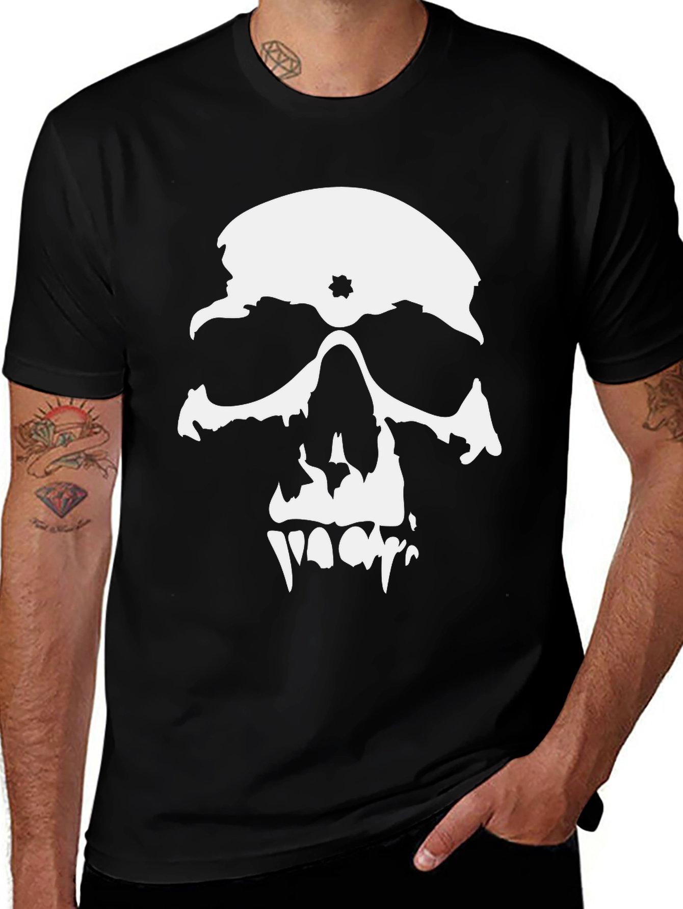 Skull Graphic Print Crew Neck T-Shirt