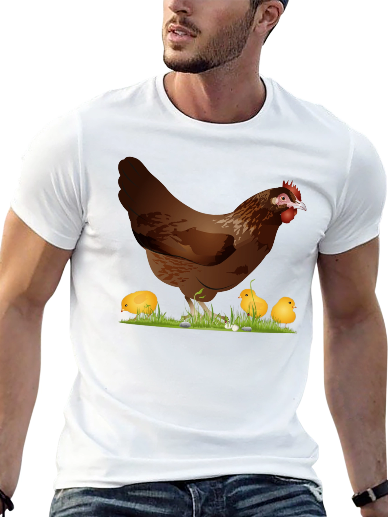 Chicken and Chicks Graphic T-Shirt - Black