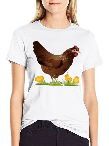 Chicken and Chicks Graphic T-Shirt - Black