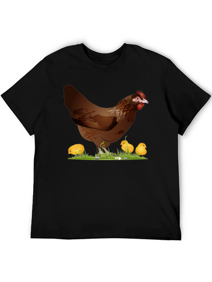 Chicken and Chicks Graphic T-Shirt - Black