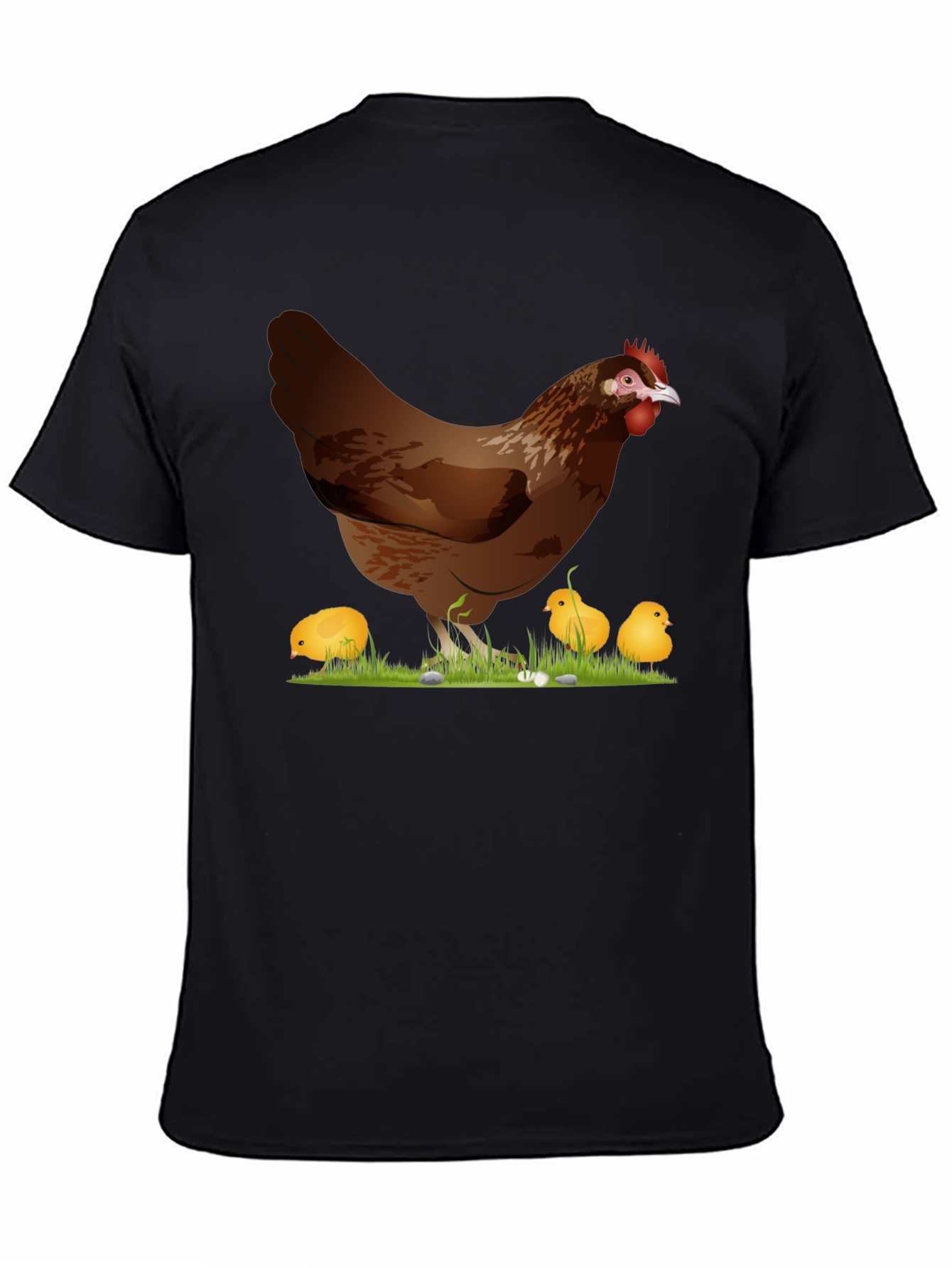 Chicken and Chicks Graphic T-Shirt - Black