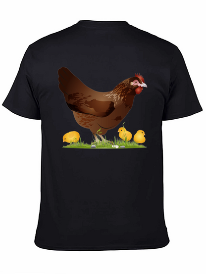 Chicken and Chicks Graphic T-Shirt - Black