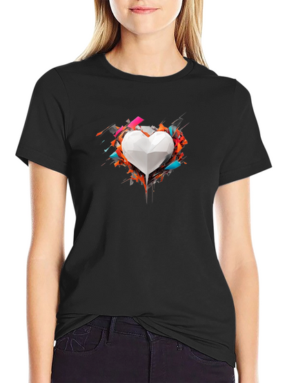 Geometric Heart Graphic Tee - Modern Art Shirt