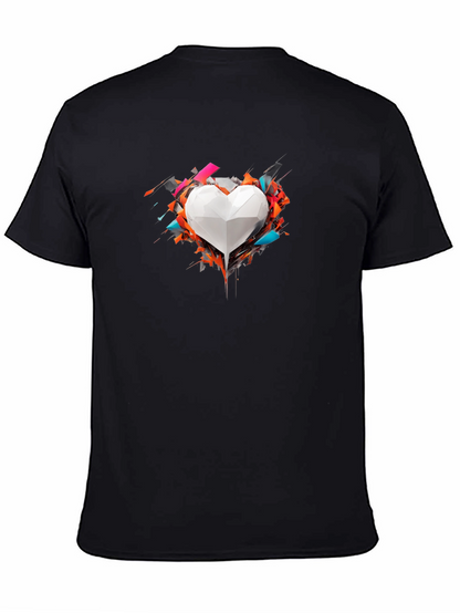 Geometric Heart Graphic Tee - Modern Art Shirt