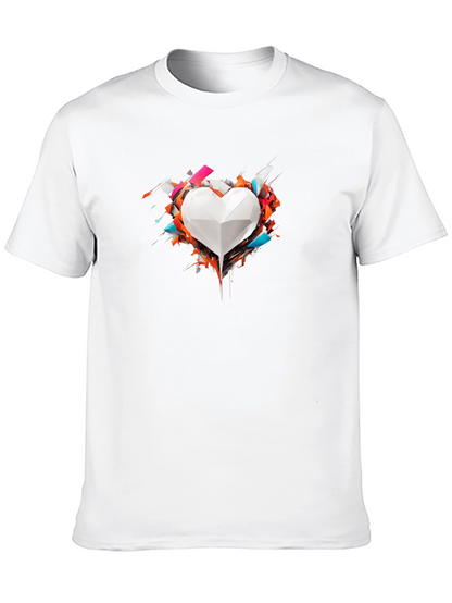 Geometric Heart Graphic Tee - Modern Art Shirt