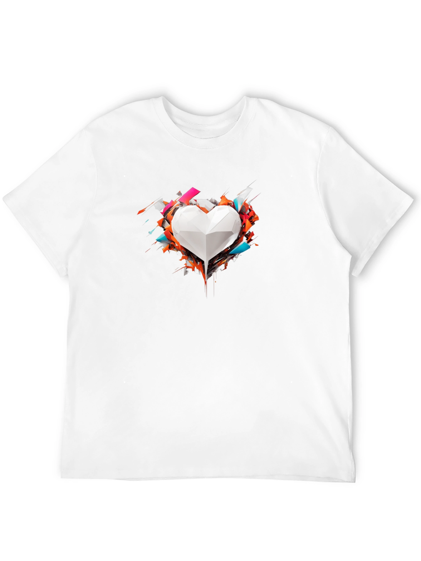 Geometric Heart Graphic Tee - Modern Art Shirt