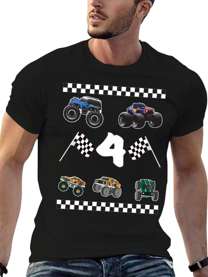 Monster Truck Birthday Shirt - Number 4