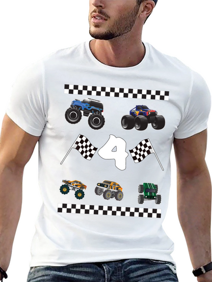 Monster Truck Birthday Shirt - Number 4