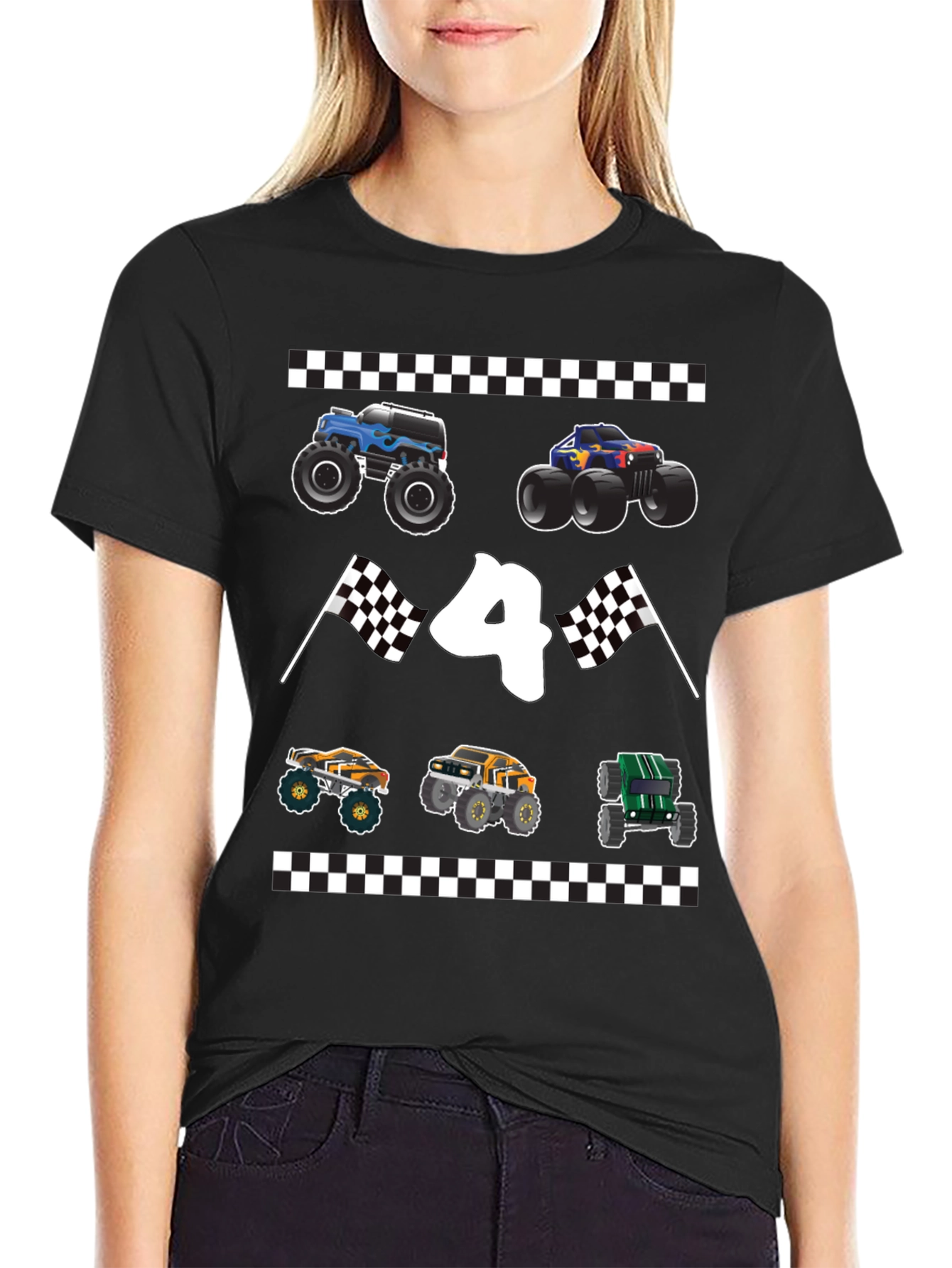 Monster Truck Birthday Shirt - Number 4