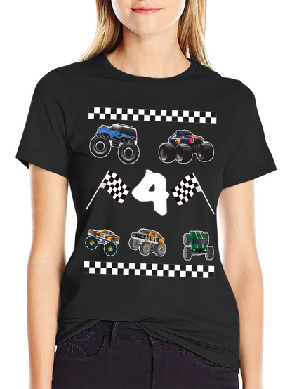 Monster Truck Birthday Shirt - Number 4