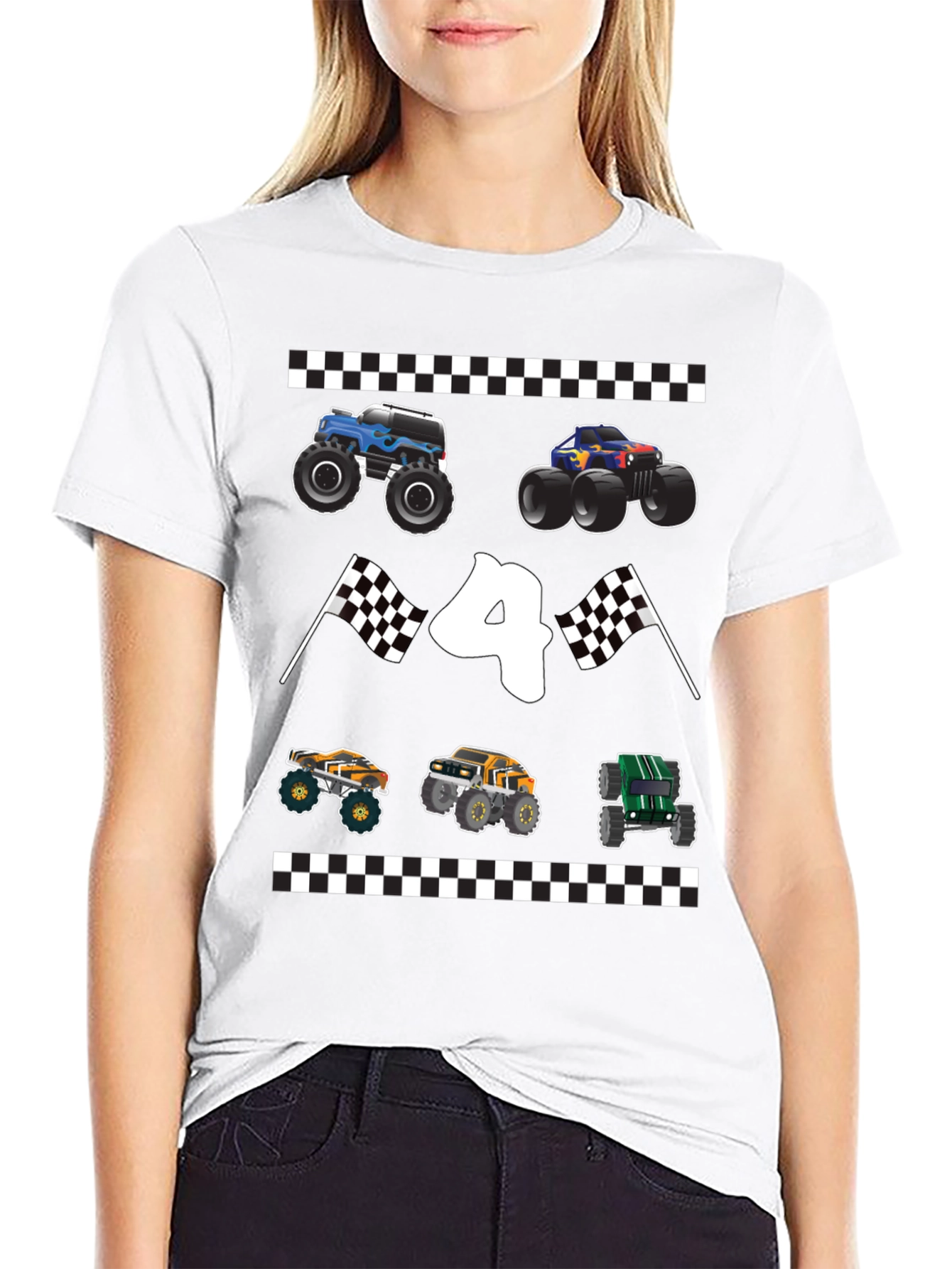 Monster Truck Birthday Shirt - Number 4