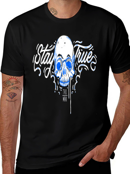 Stay True Skull Graphic Tee - Black