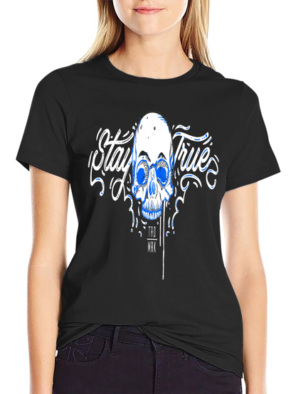 Stay True Skull Graphic Tee - Black