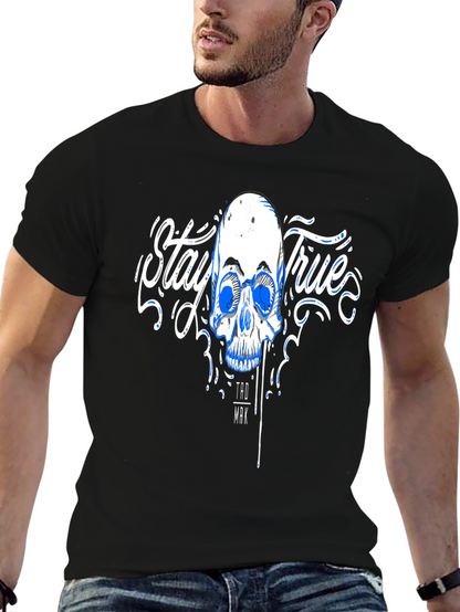 Stay True Skull Graphic Tee - Black