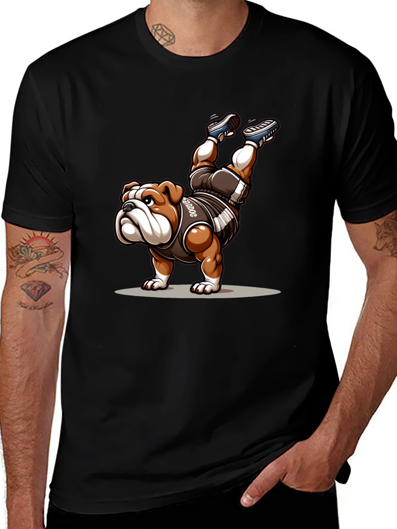 Bulldog Handstand Graphic Tee - Unique Design