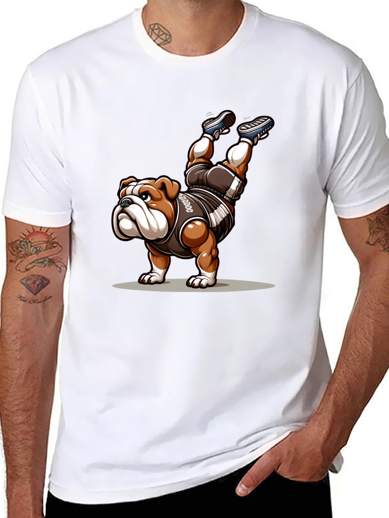Bulldog Handstand Graphic Tee - Unique Design