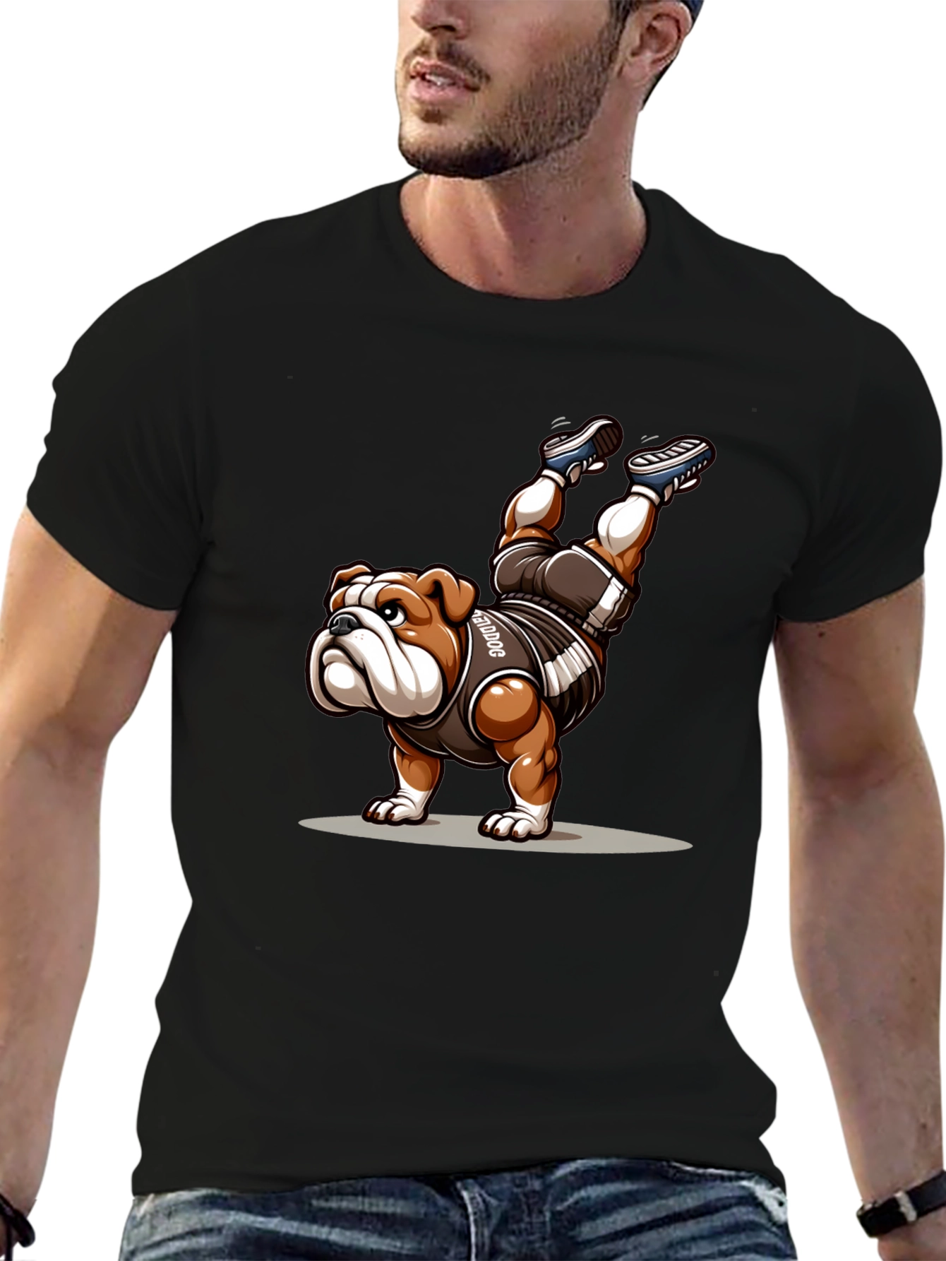 Bulldog Handstand Graphic Tee - Unique Design
