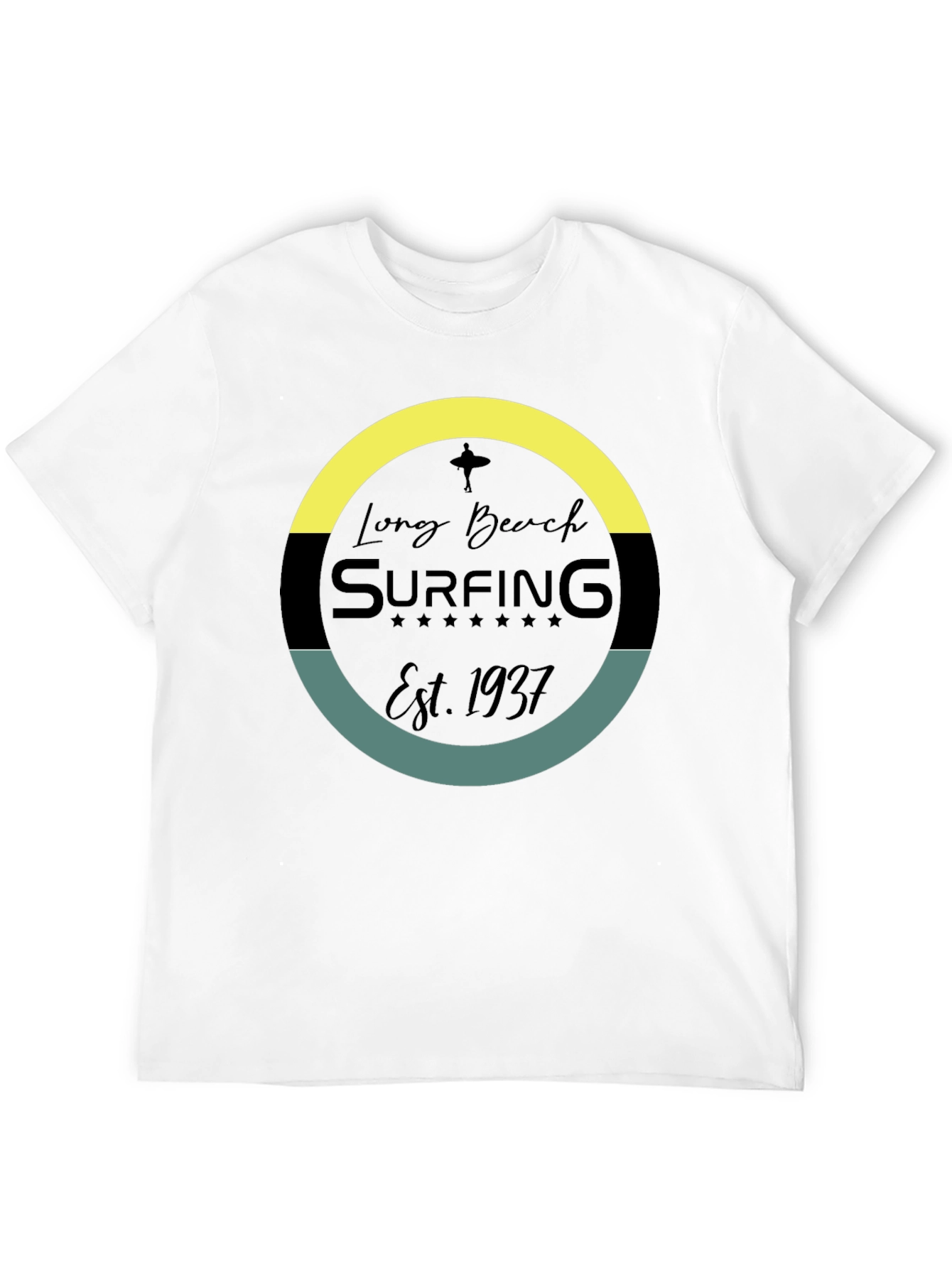 Long Beach Surfing Est. 1937 Black T-Shirt