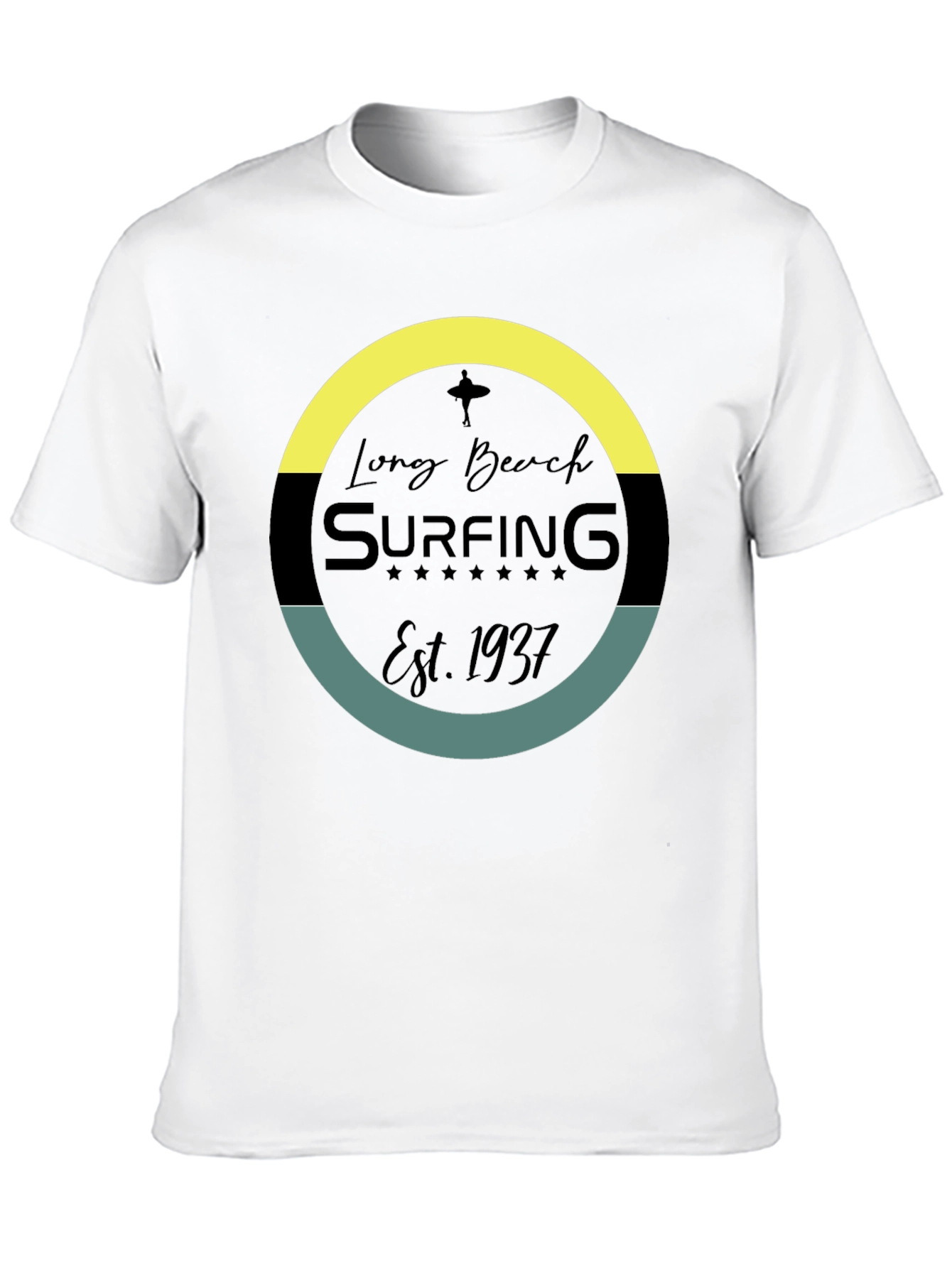 Long Beach Surfing Est. 1937 Black T-Shirt