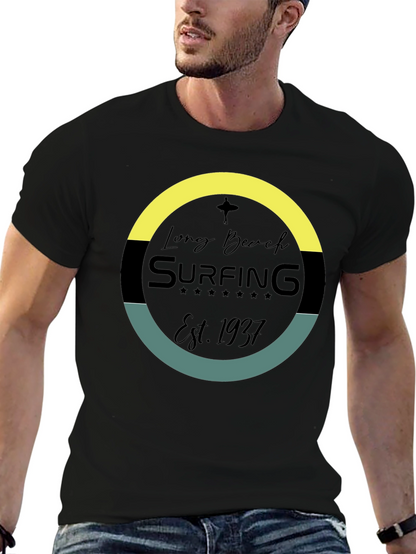 Long Beach Surfing Est. 1937 Black T-Shirt