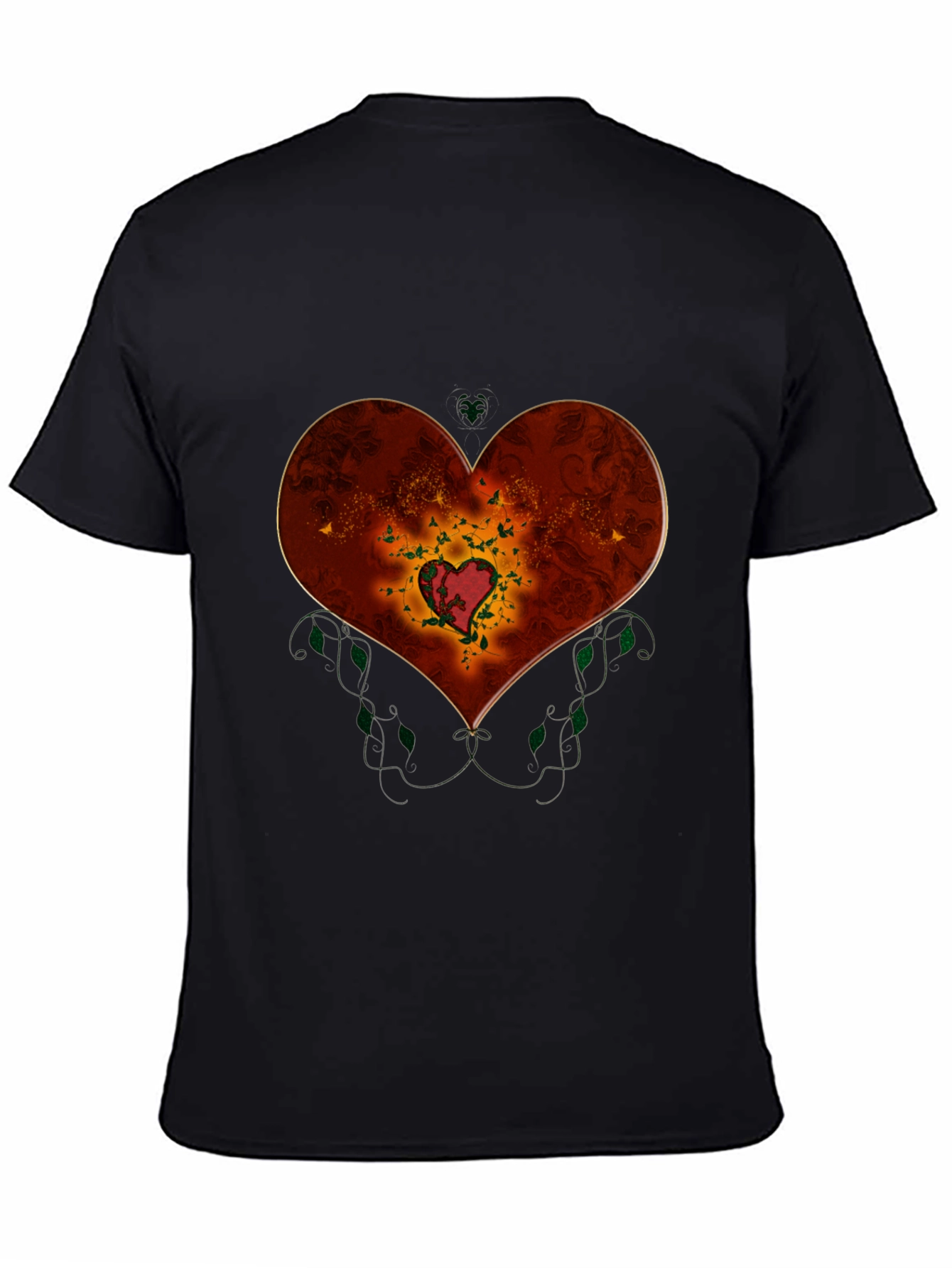 Heart Design Black T-Shirt