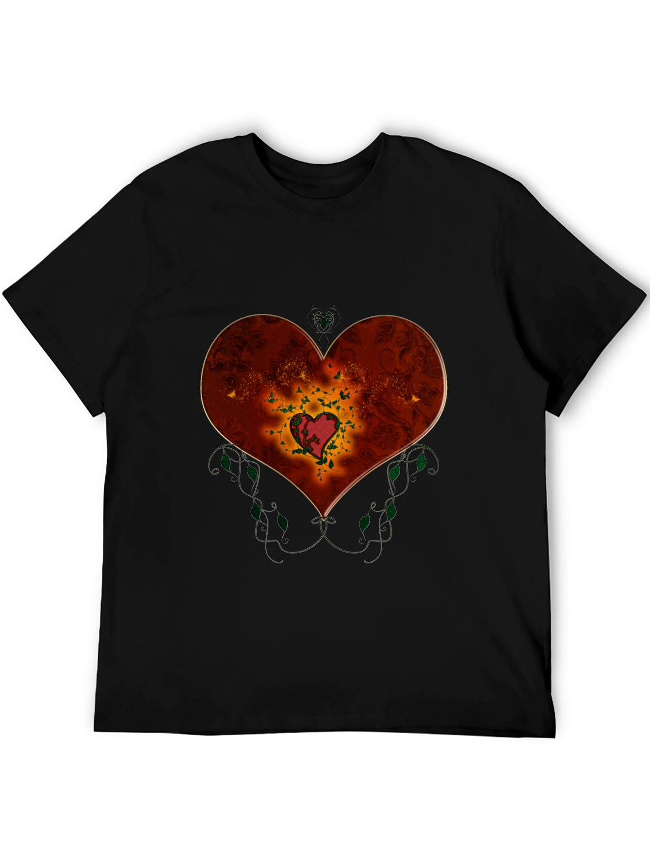 Heart Design Black T-Shirt