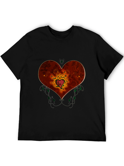 Heart Design Black T-Shirt