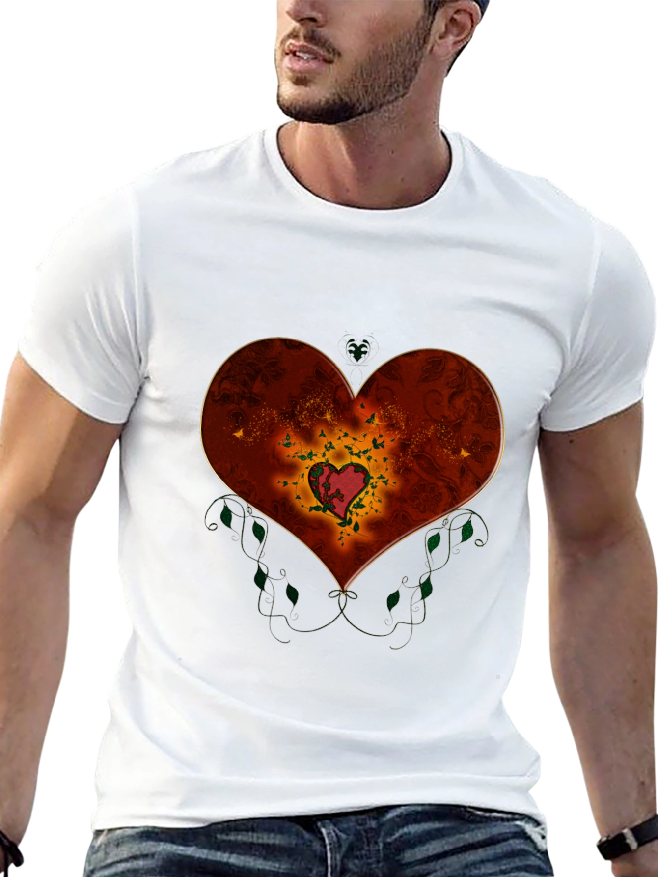 Heart Design Black T-Shirt