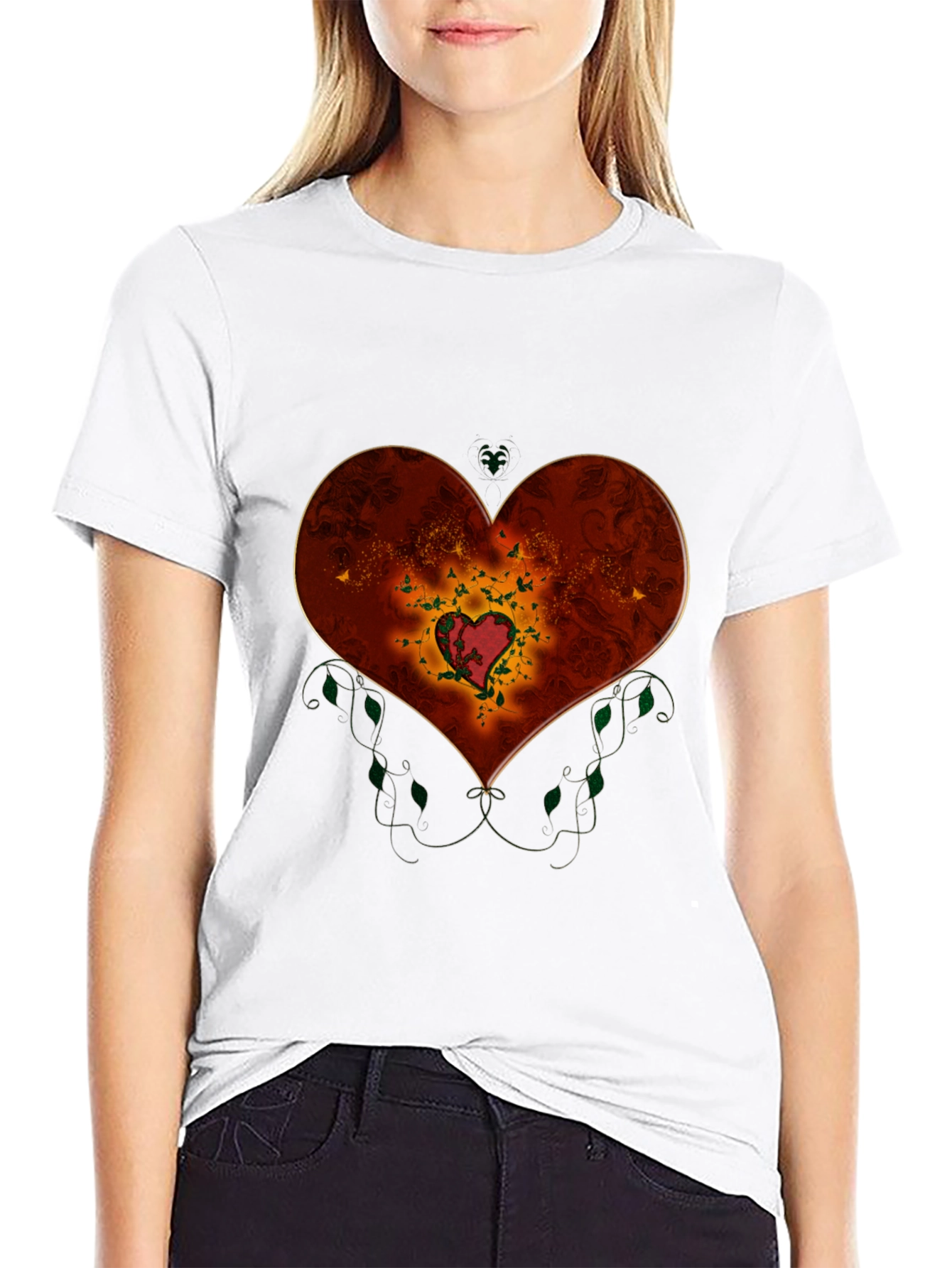 Heart Design Black T-Shirt