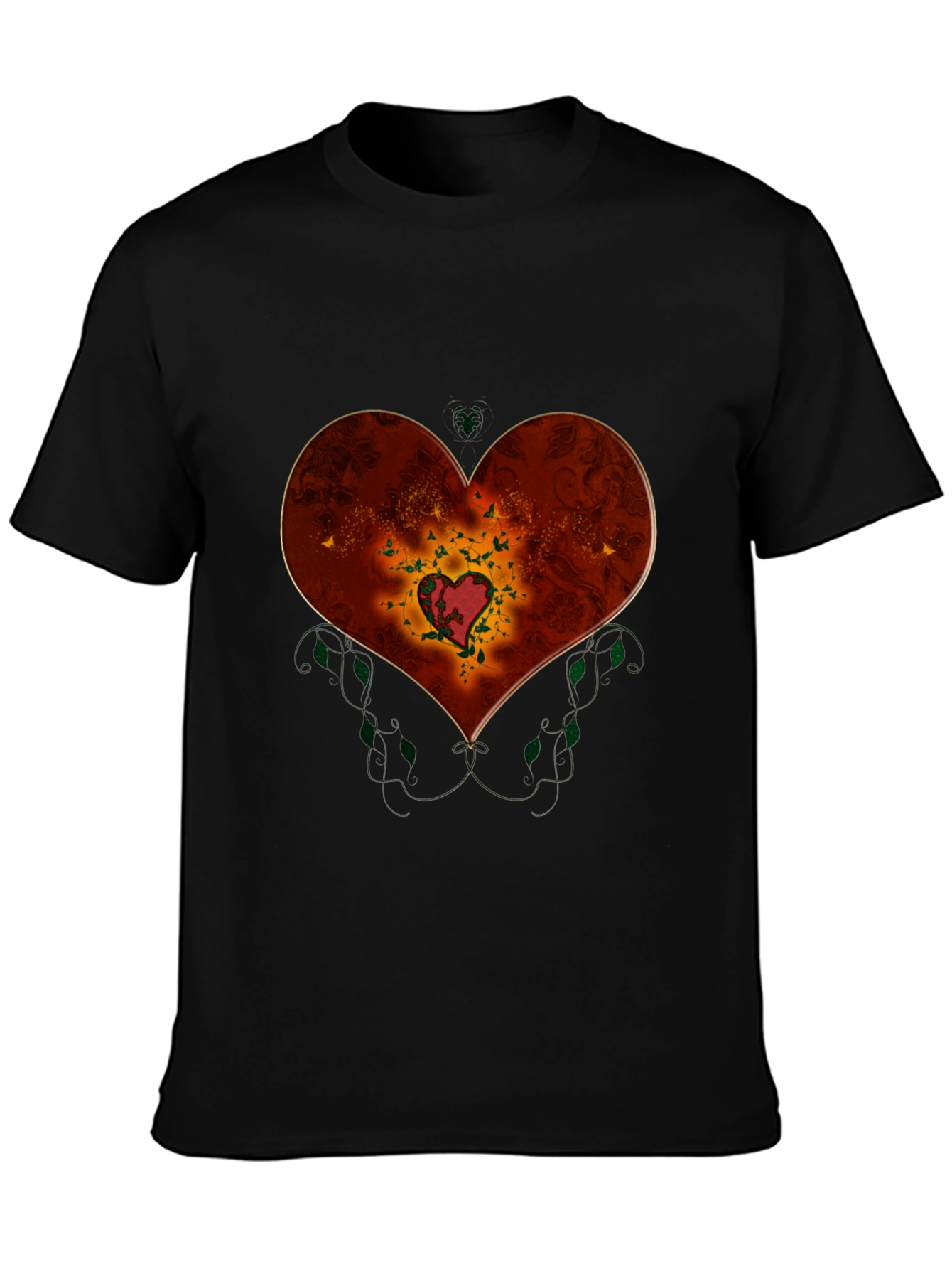 Heart Design Black T-Shirt