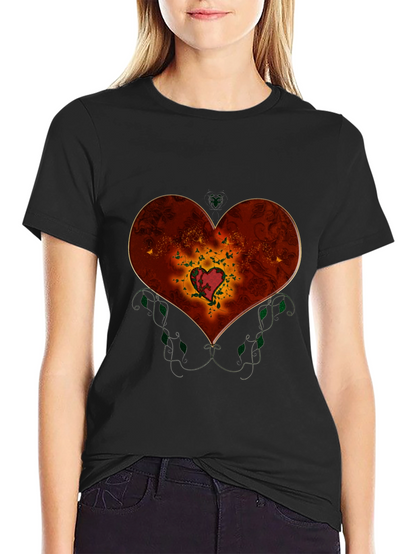 Heart Design Black T-Shirt