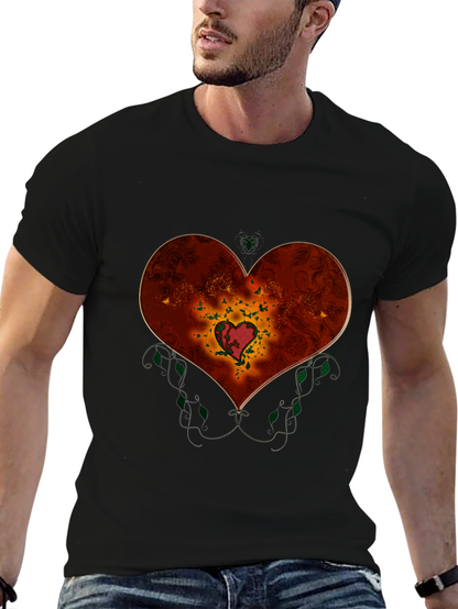 Heart Design Black T-Shirt
