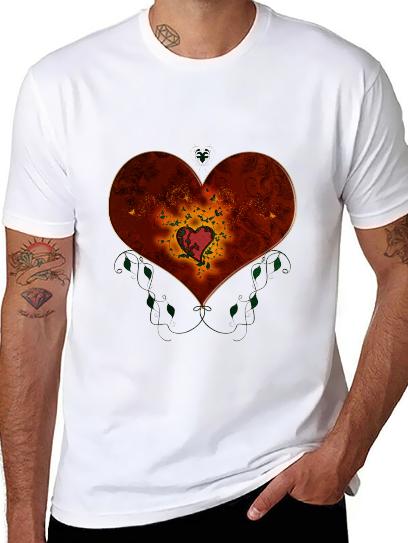 Heart Design Black T-Shirt