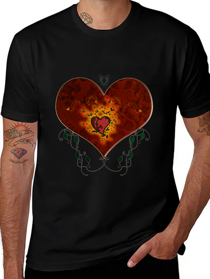 Heart Design Black T-Shirt