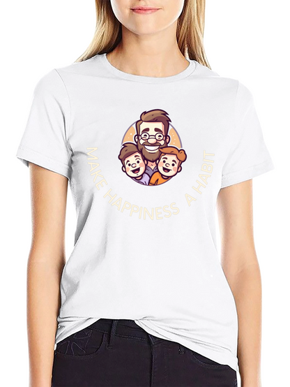 Make Happiness A Habit Black Graphic T-Shirt